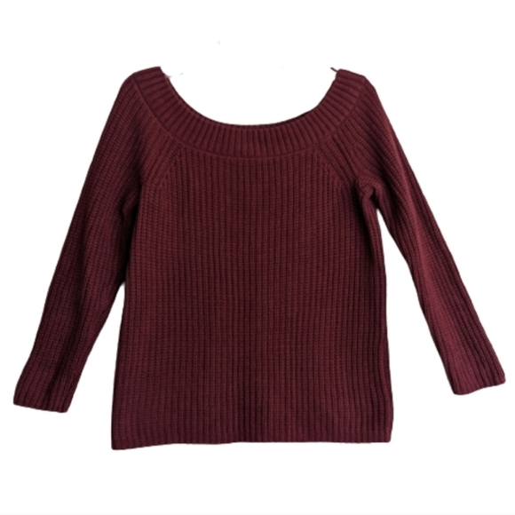 Pink Republic Sweaters - Pink Republic Sweater Burgundy Shaker Knit Ribbed Cotton Large